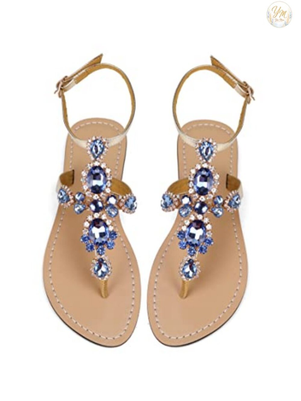 Rhinestone Gladiator Flat Sandals Boho Bridal Jeweled Gem Sandals